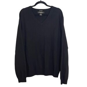 Pronto Uomo Mens Black V Neck 100% Cashmere Sweater XL Classic Quiet‎ Luxury